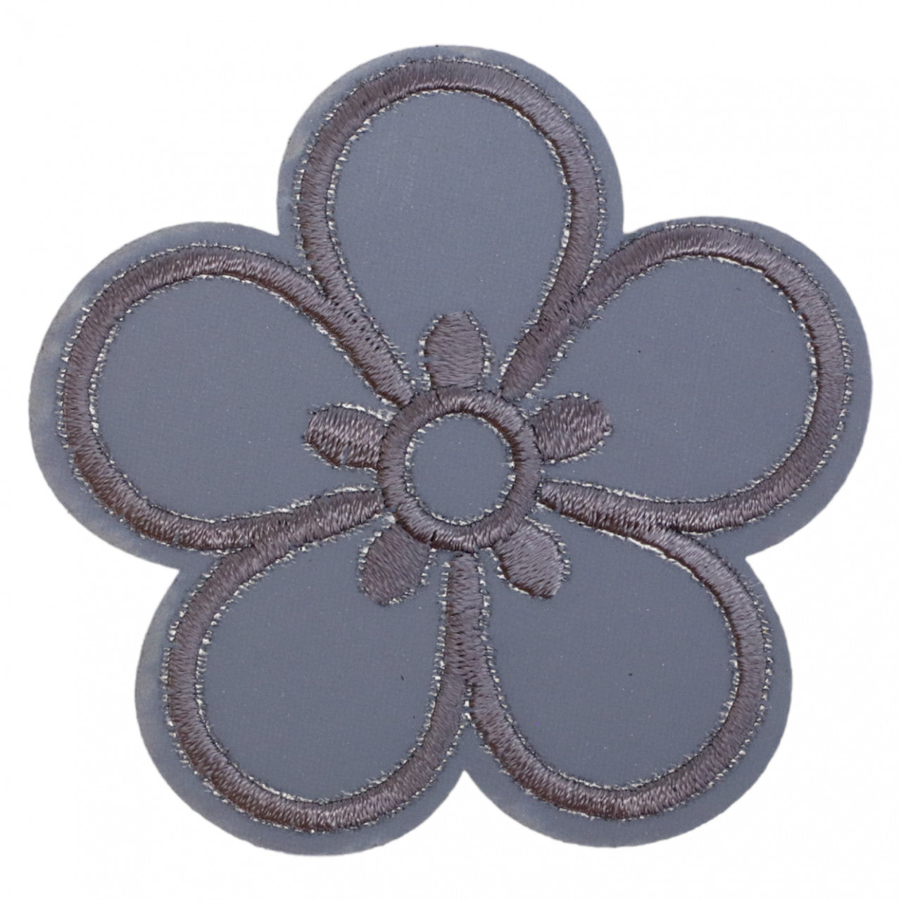 Petic textil, Patch textil brodat, Floare, NO352, 6.4 cm, Gri