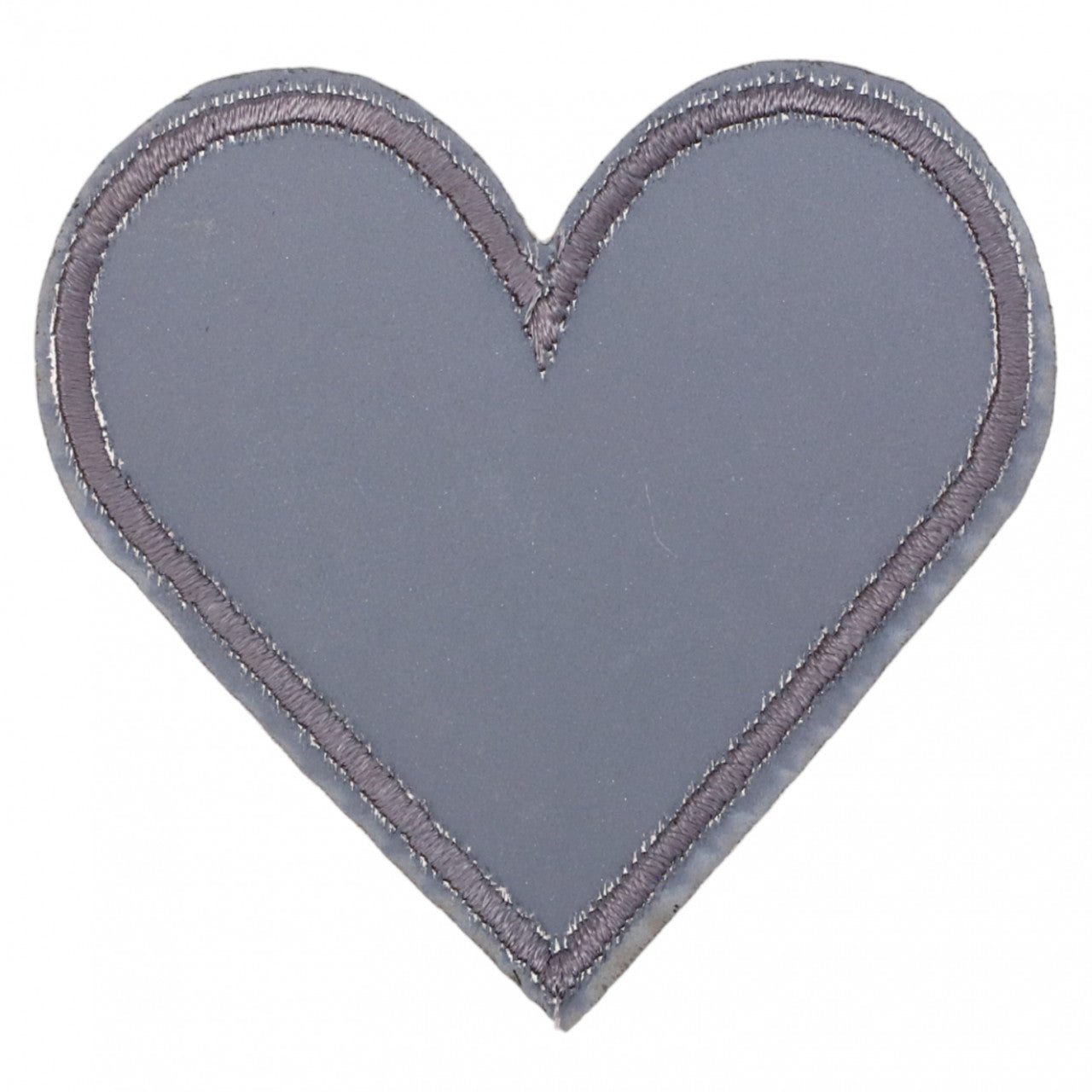 Petic textil, Patch textil brodat, Inima, NO830, 6 x 6.2 cm, Gri