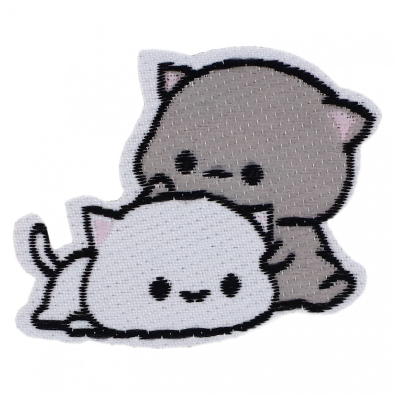 Petic textil, Patch textil brodat, Pisicute, NO451, 4 x 4.5 cm, Gri