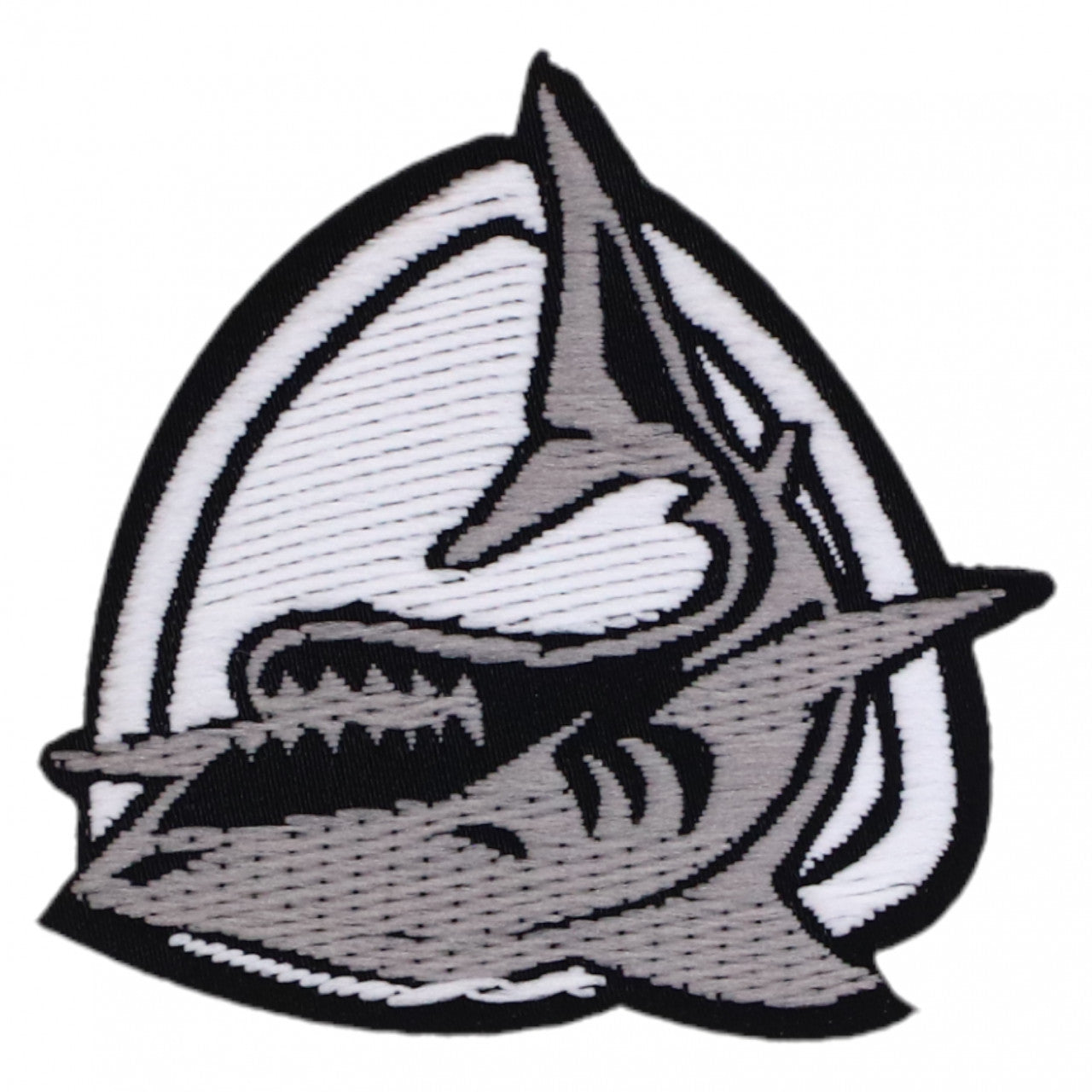 Petic textil, Patch textil brodat, Rechin, NO147, 4.4 cm, Gri