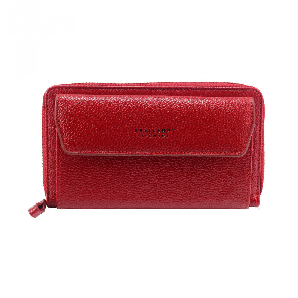 Portofel Dama, Baellerry, Rosu inchis, Piele ecologica