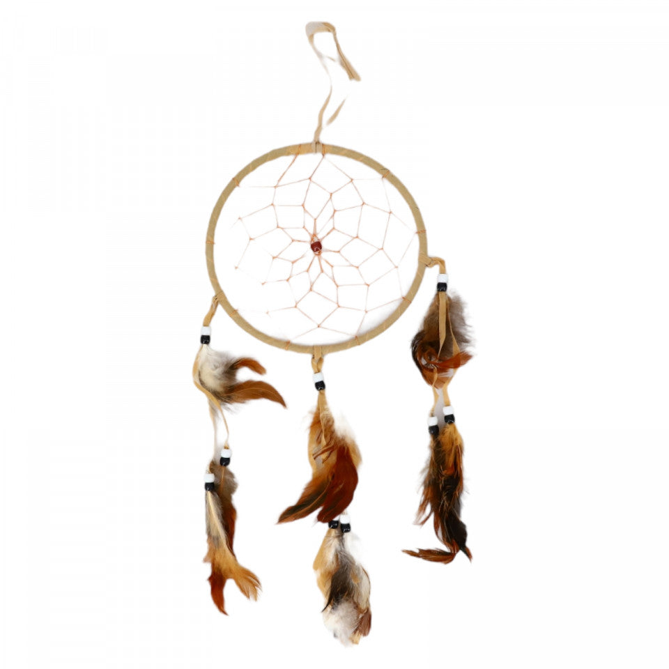 Prinzator de vise, cu 1 cerc si 3 fire, Dreamcatcher, Feng Shui, NO2048, 36 cm, Bej