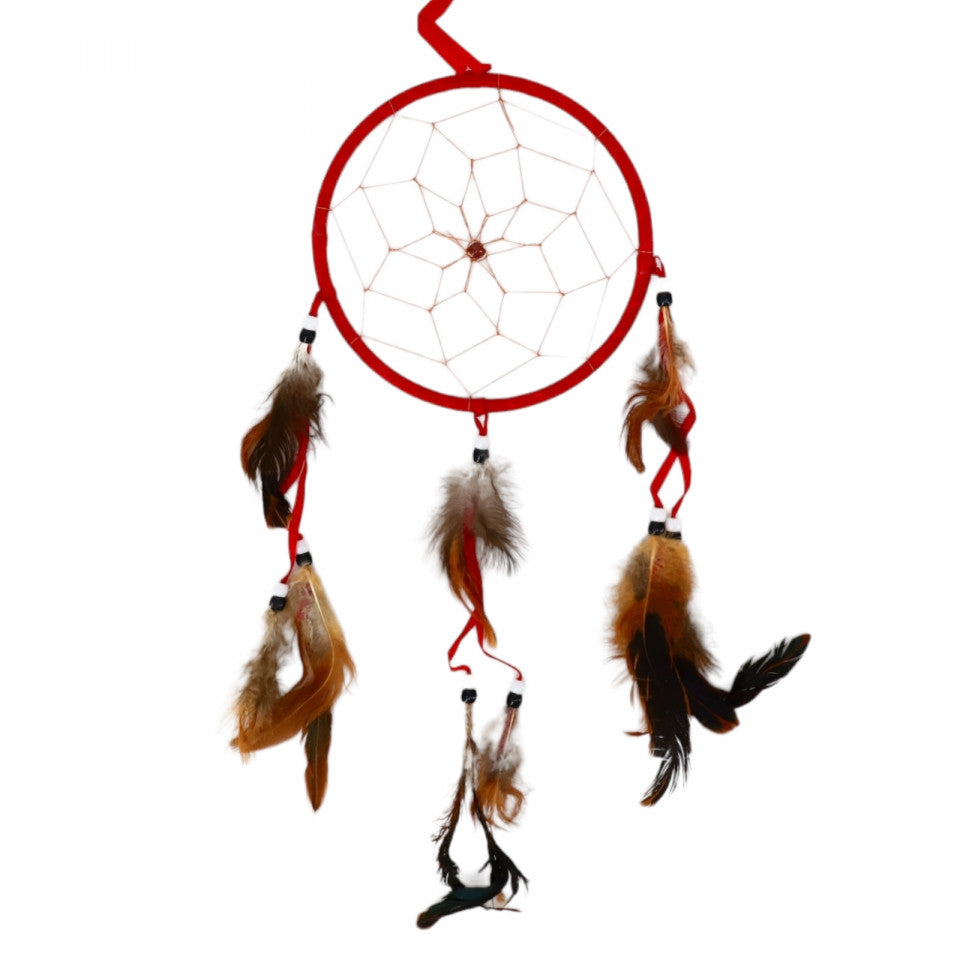 Prinzator de vise, cu 1 cerc si 3 fire, Dreamcatcher, Feng Shui, NO2048, 36 cm, Rosu