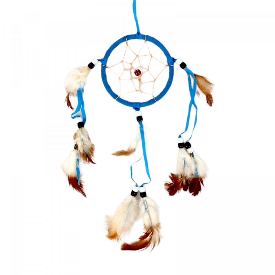 Prinzator de vise, cu 1 cerc si 3 fire, Dreamcatcher, Feng Shui, NO2050, 28 cm, Albastru