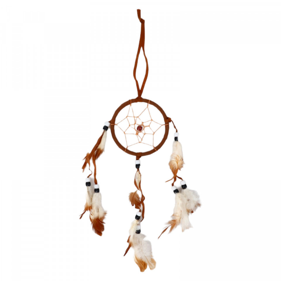 Prinzator de vise, cu 1 cerc si 3 fire, Dreamcatcher, Feng Shui, NO2050, 28 cm, Maro