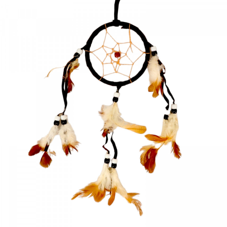 Prinzator de vise, cu 1 cerc si 3 fire, Dreamcatcher, Feng Shui, NO2050, 28 cm, Maro inchis