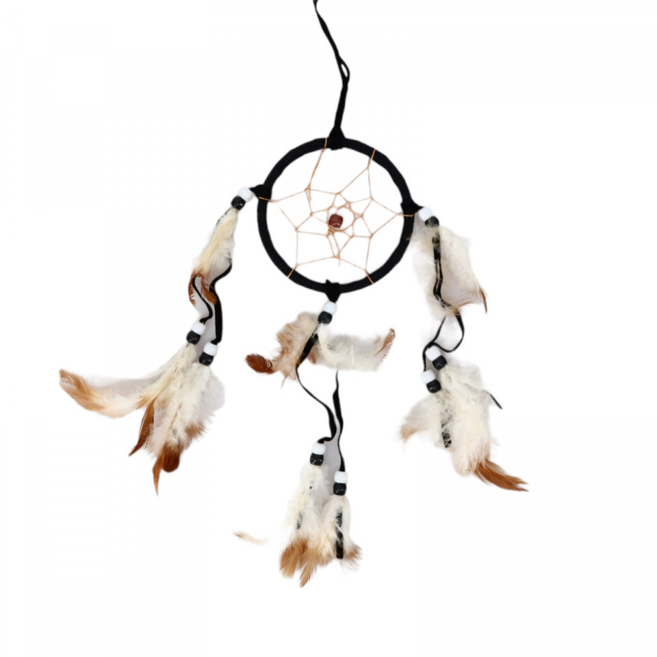 Prinzator de vise, cu 1 cerc si 3 fire, Dreamcatcher, Feng Shui, NO2050, 28 cm, Negru