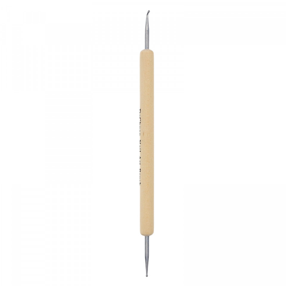 Punctator maniciura cu maner de lemn, 2 capete, 14.3 cm