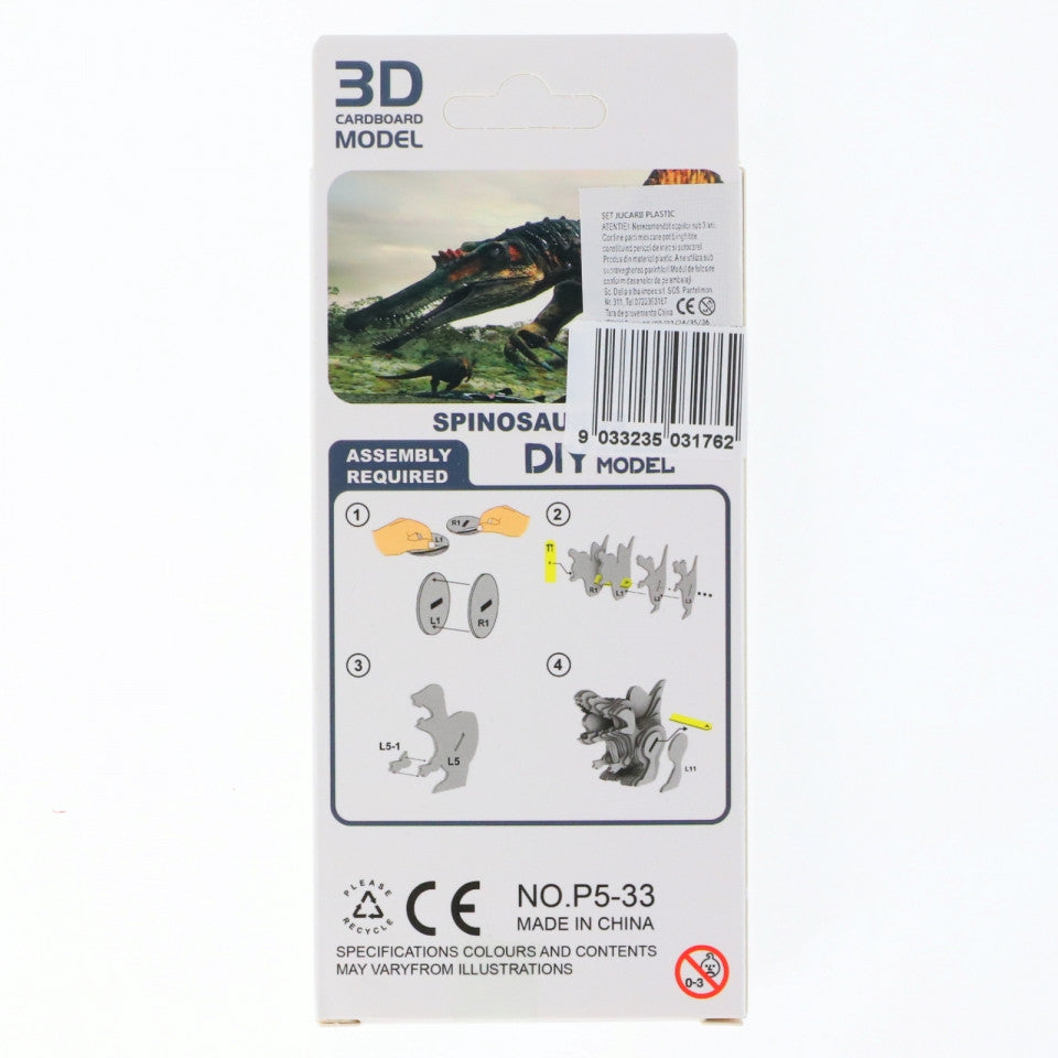 Puzzle 3D Dinozaur, Spinosaurus, carton dur, NOP533, 28 piese