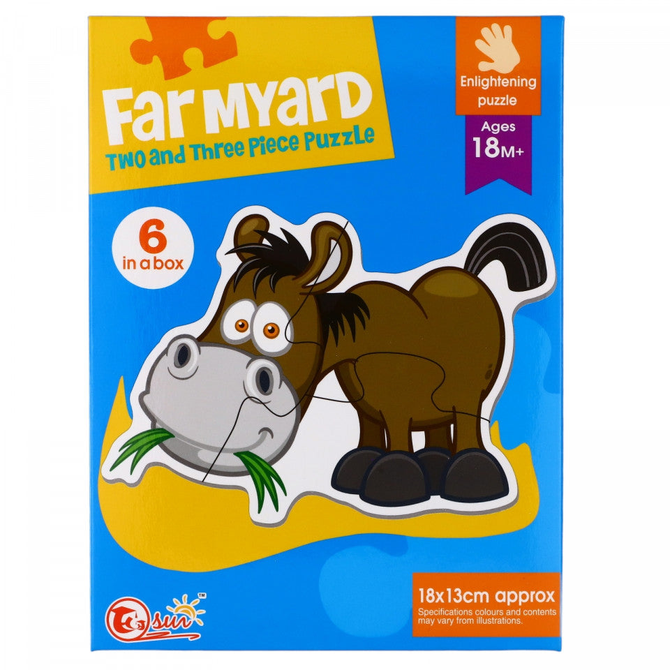 Puzzle, 6 Animale domestice, 18 x 13 cm, 15 piese, Multicolor