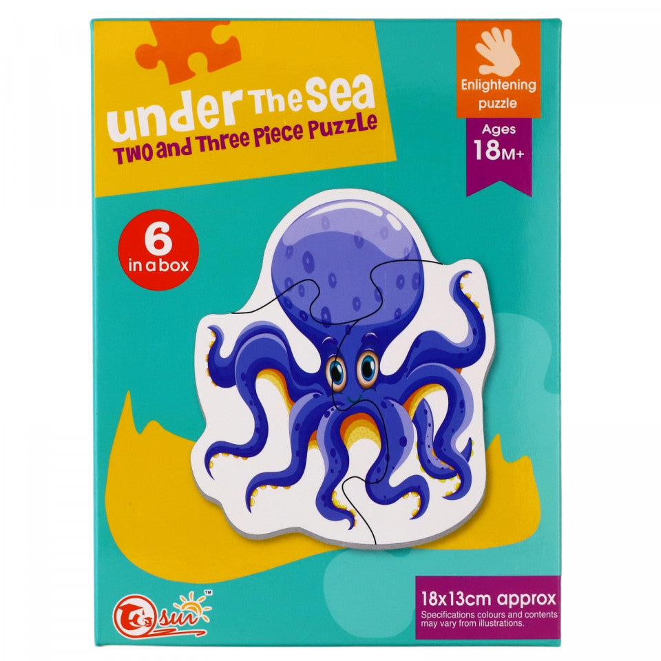 Puzzle, 6 Animale marine, 18 x 13 cm, 15 piese, Multicolor
