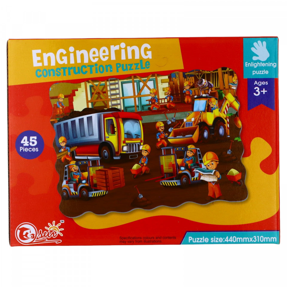 Puzzle, Micul inginer constructor, 44 x 31 cm, 3 ani, 45 piese, Multicolor