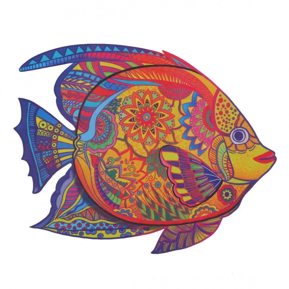 Puzzle Peste din lemn, Multicolor, 15 x 21 cm, 90 piese