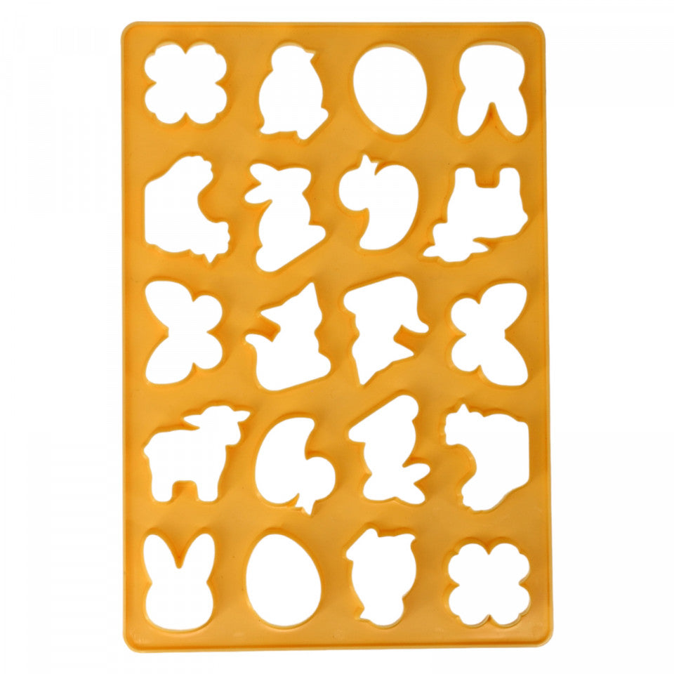 Sablon pentru biscuiti, Animale, Plastic, NO5894, 23 x 33 cm, Galben