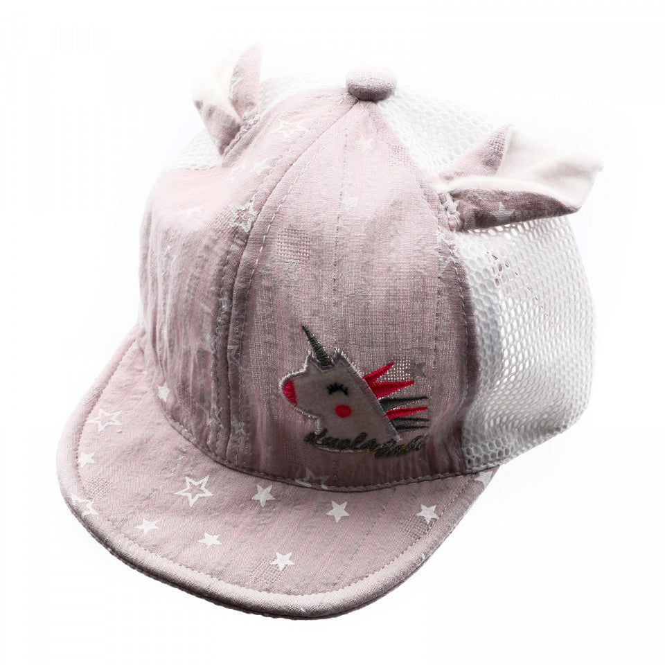 Sapca pentru copii, cu imprimeu Unicorn si urechi, 3-7 ani, Bej