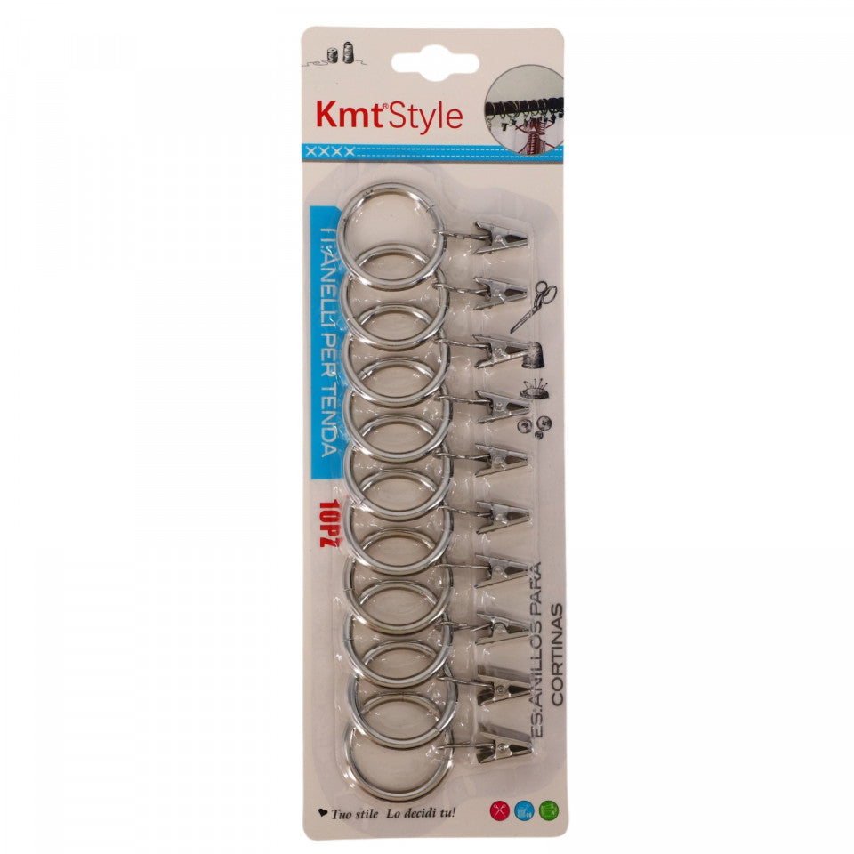 Set 10 inele pentru perdea de baie, NO66, 3.8 cm, Argintiu