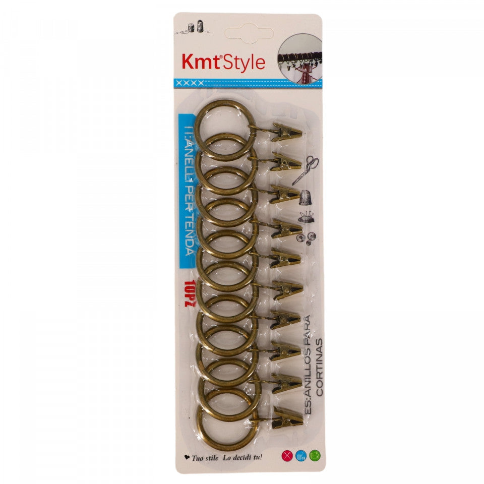 Set 10 inele pentru perdea de baie, NO67, 3.8 cm, Auriu inchis