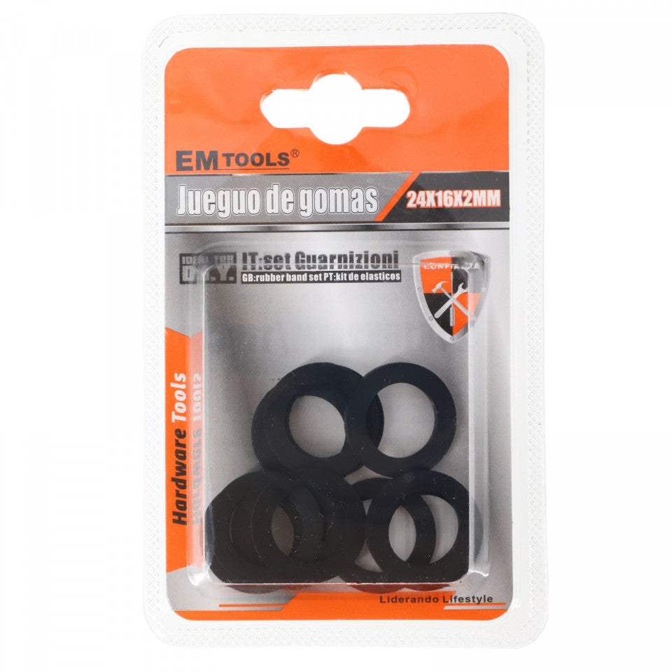 Set 11 garnituri de cauciuc, NO89, 24 x 16 x 2 mm, Negru