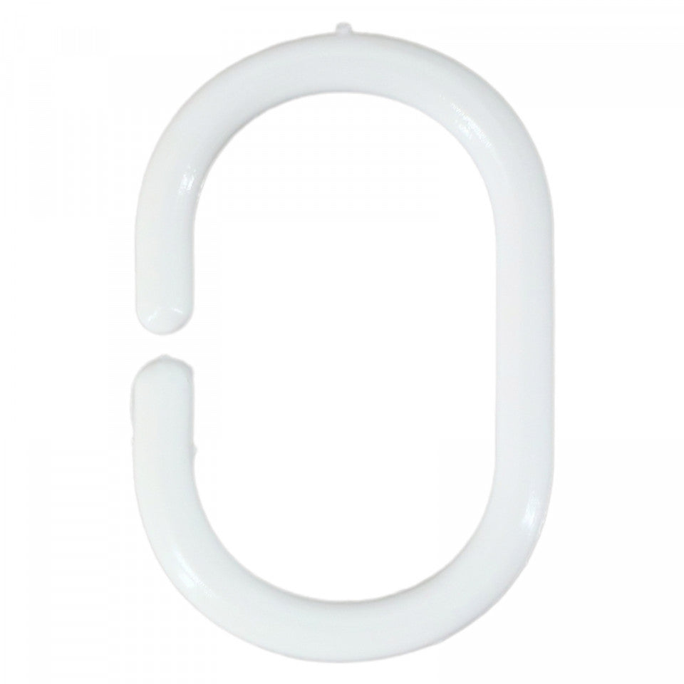 Set 12 bucati, Inele pentru perdea de dus, 3.7 x 5.7 cm, Alb