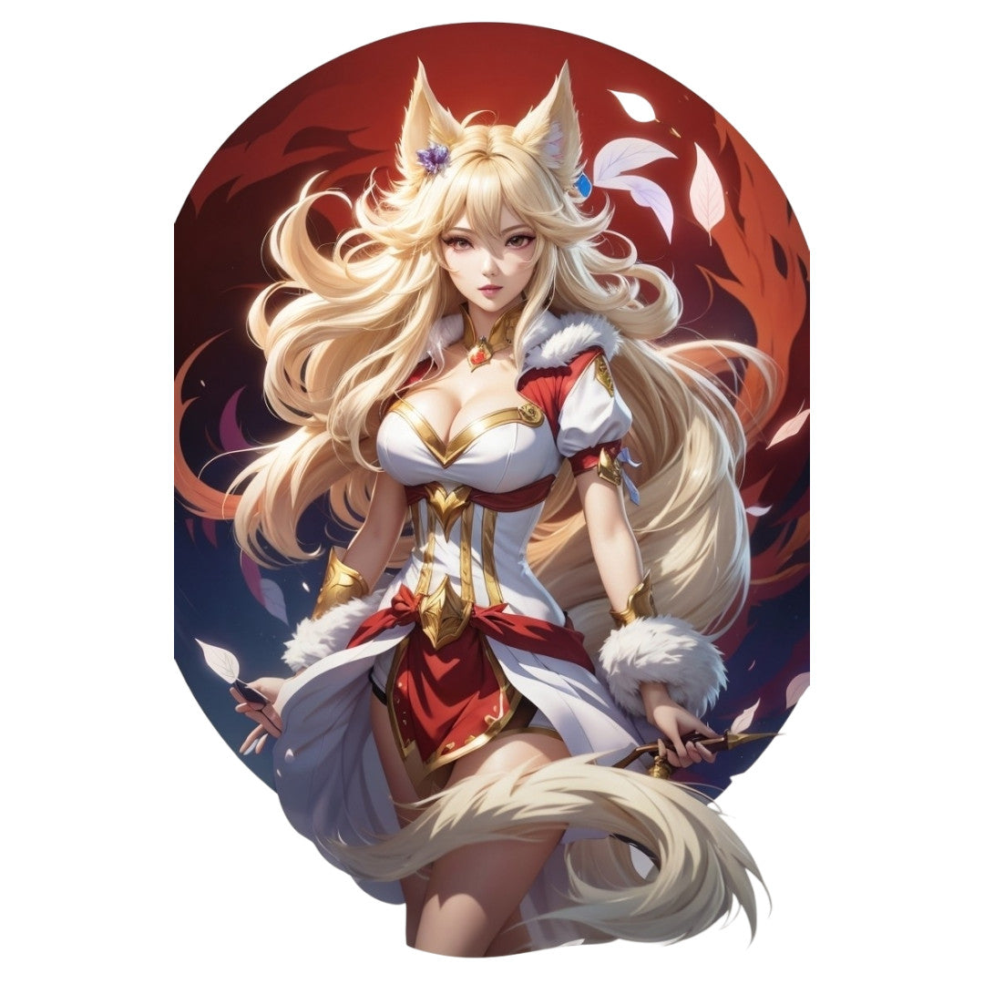 Set 12 bucati, Sticker decorativ, Ahri cu parul lung, Rezistent la apa, NO4343, 6 cm, Multicolor