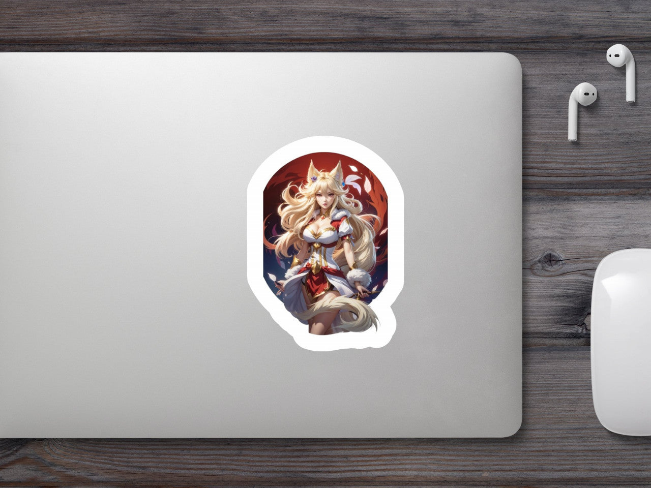 Set 12 bucati, Sticker decorativ, Ahri cu parul lung, Rezistent la apa, NO4343, 6 cm, Multicolor