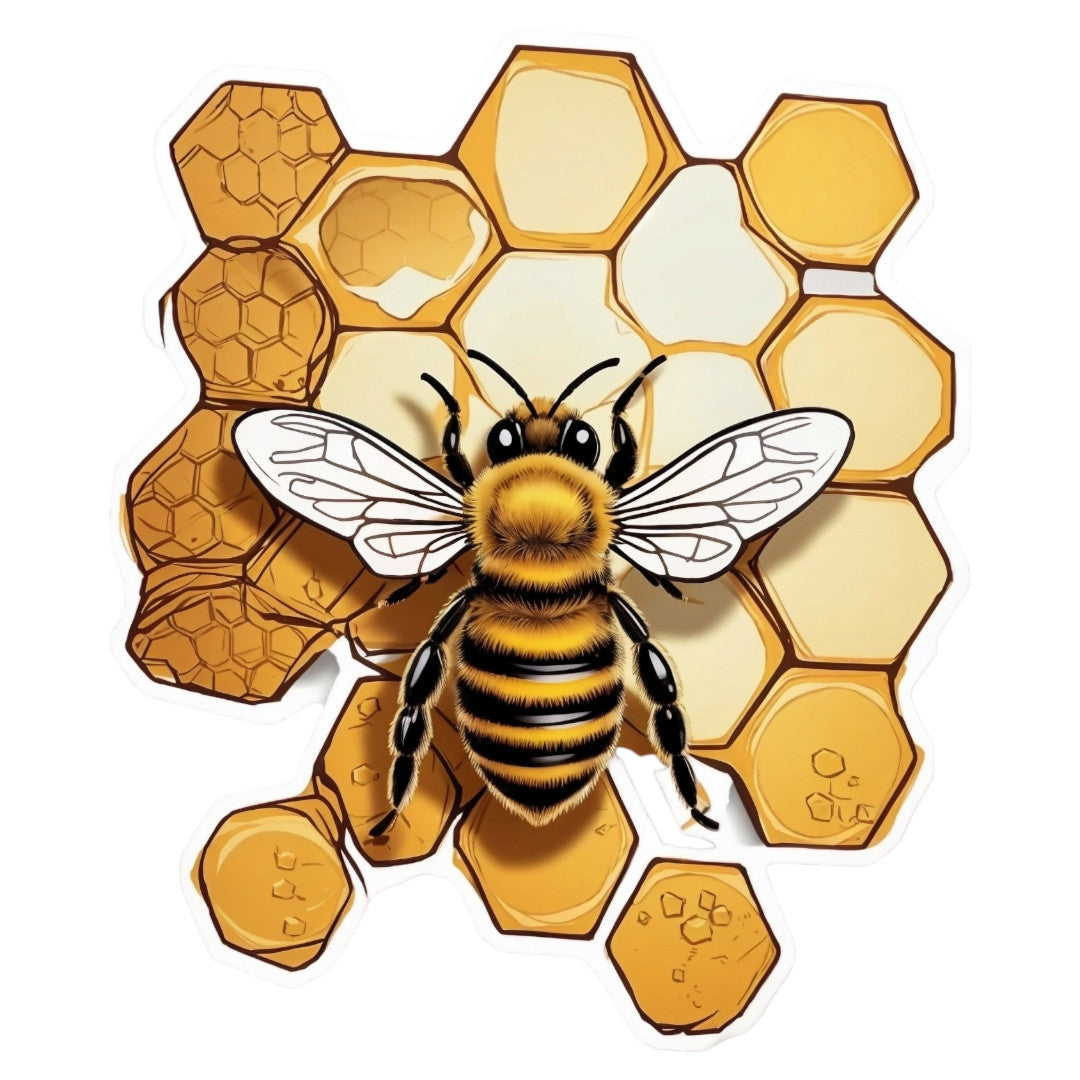 Set 12 bucati, Sticker decorativ, Albina din fagure, Rezistent la apa, NO4201, 6 cm, Multicolor
