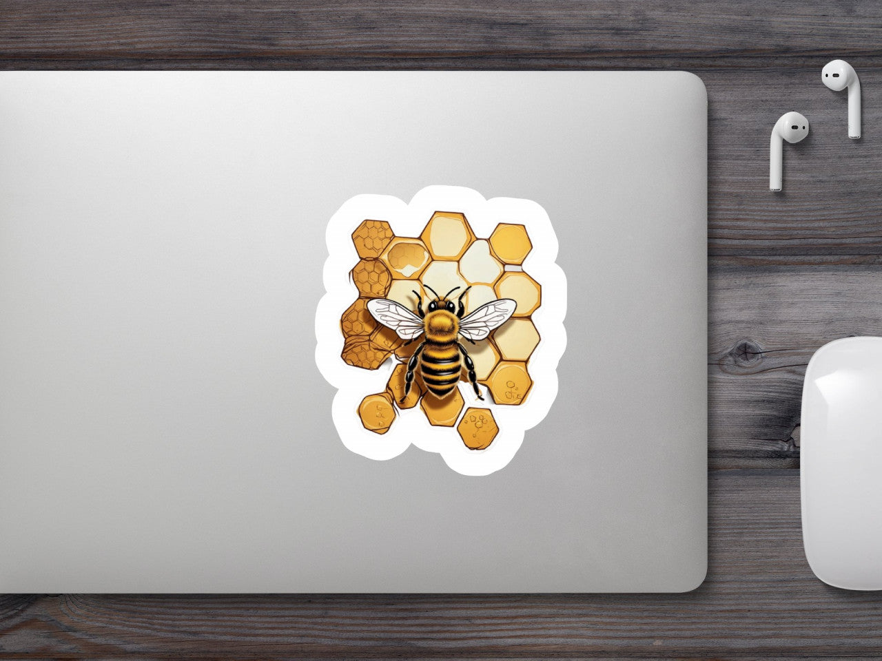 Set 12 bucati, Sticker decorativ, Albina din fagure, Rezistent la apa, NO4201, 6 cm, Multicolor