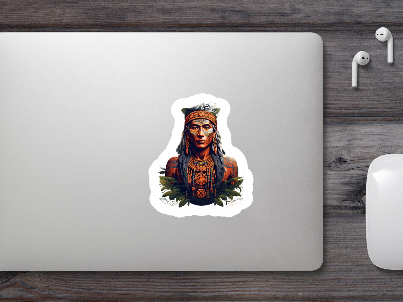 Set 12 bucati, Sticker decorativ, Amerindianul, Rezistent la apa, NO4175, 6 cm, Multicolor