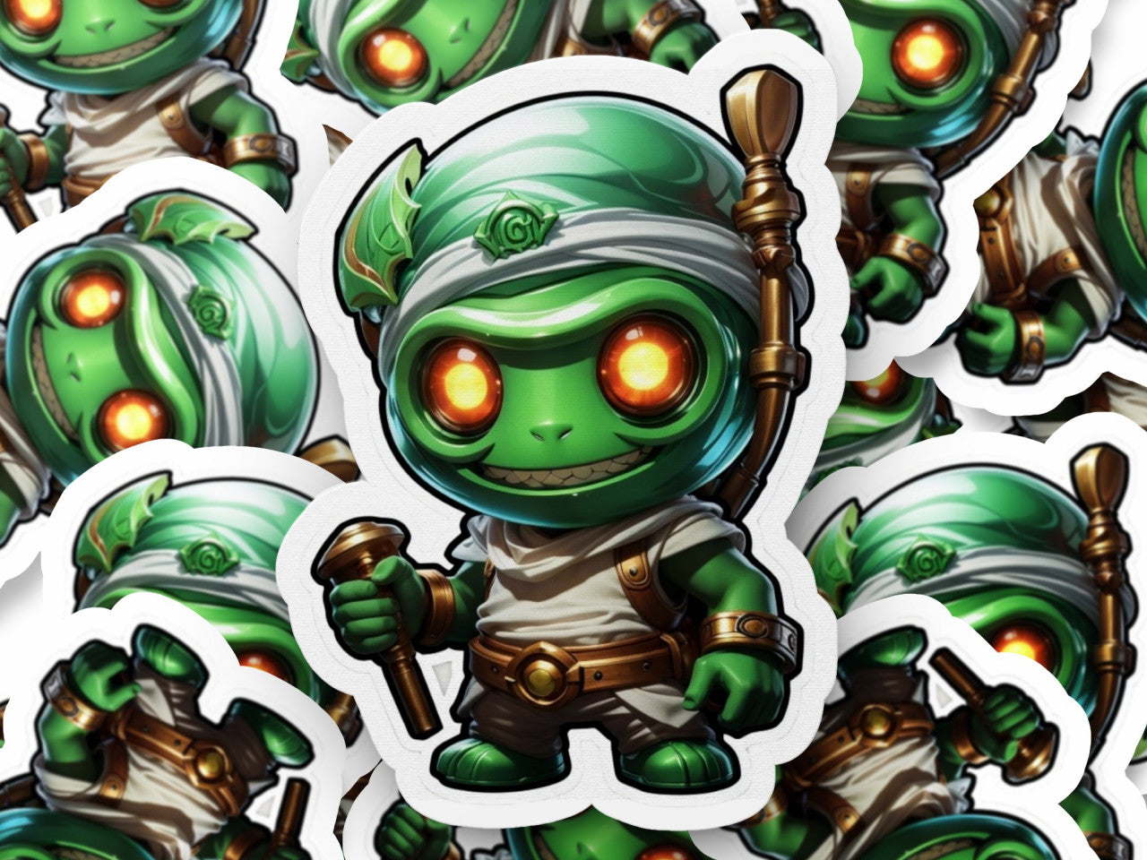 Set 12 bucati, Sticker decorativ, Amumu League of Legends, Rezistent la apa, NO3775, 6 cm, Multicolor