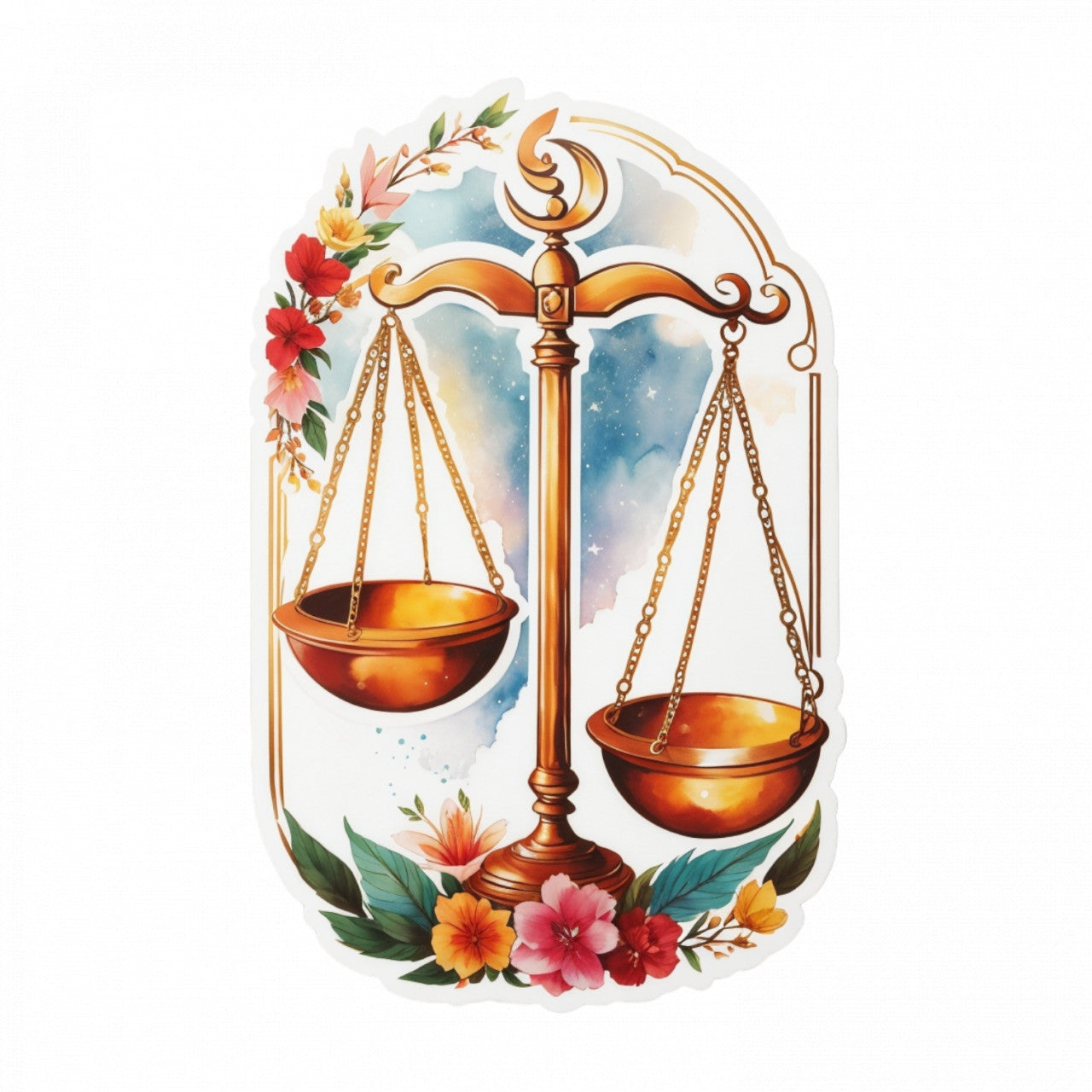 Set 12 bucati, Sticker decorativ, Balanta cu talere simbol zodia balanta, Rezistent la apa, NO3155, 6 cm, Multicolor