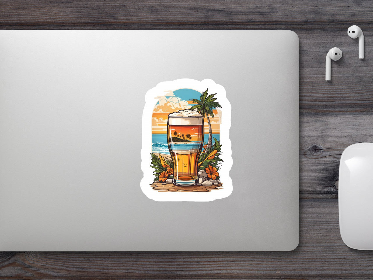 Set 12 bucati, Sticker decorativ, Bere la mare, Rezistent la apa, NO4312, 6 cm, Multicolor