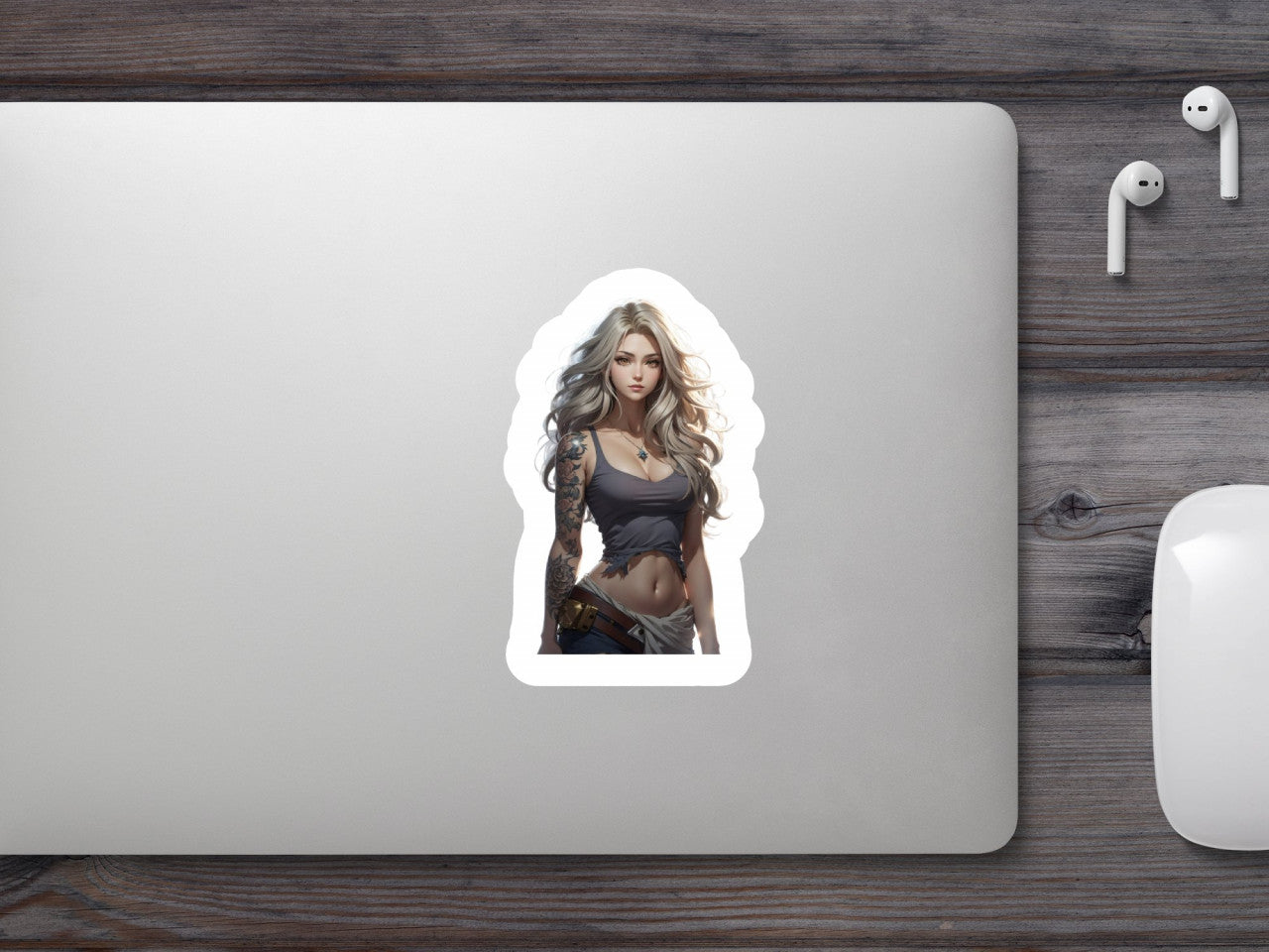 Set 12 bucati, Sticker decorativ, Blonda cu maieul scurt, Rezistent la apa, NO4171, 6 cm, Multicolor