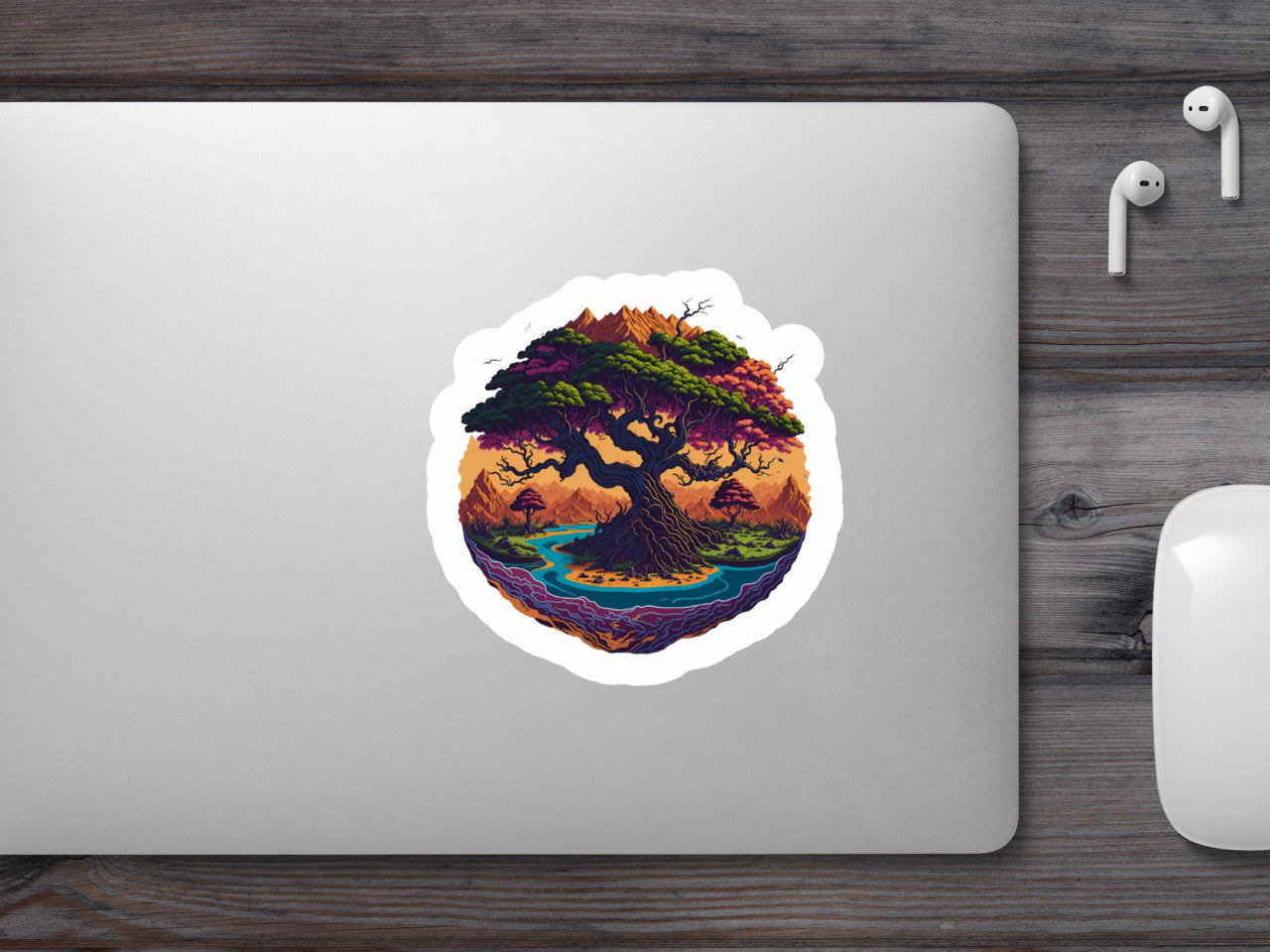 Set 12 bucati, Sticker decorativ, Bonsai in savana, Rezistent la apa, NO4271, 6 cm, Multicolor