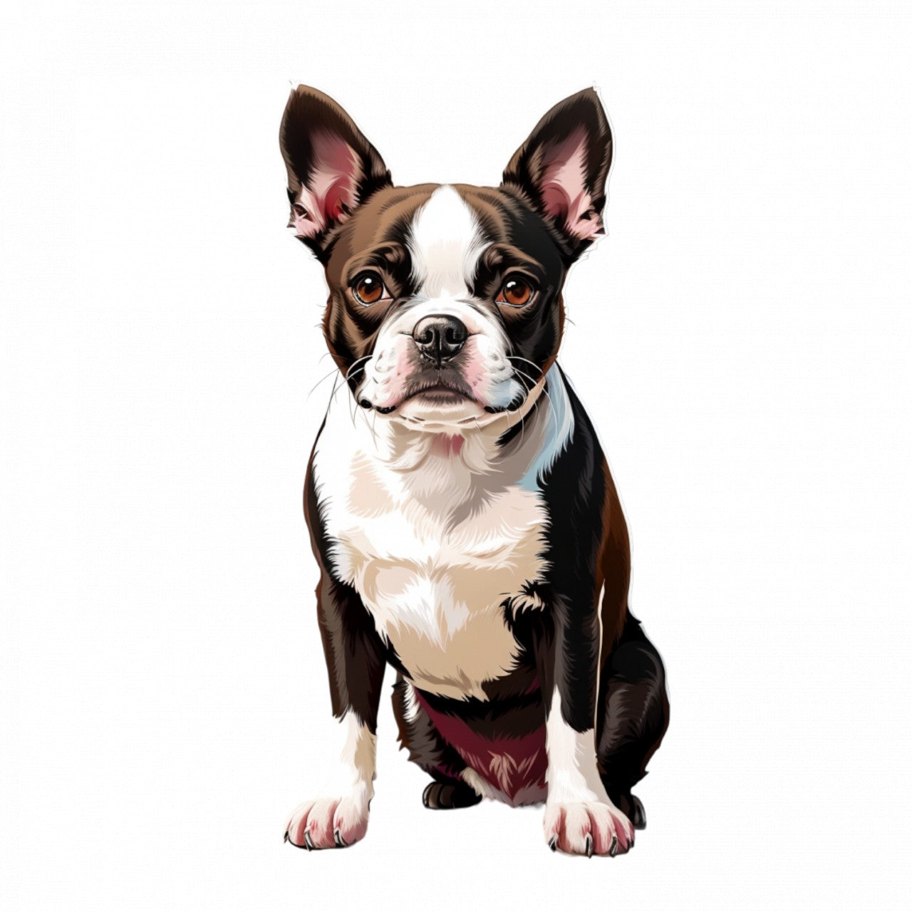 Set 12 bucati, Sticker decorativ, Boston terrier, Rezistent la apa, NO2610, 6 cm, Multicolor