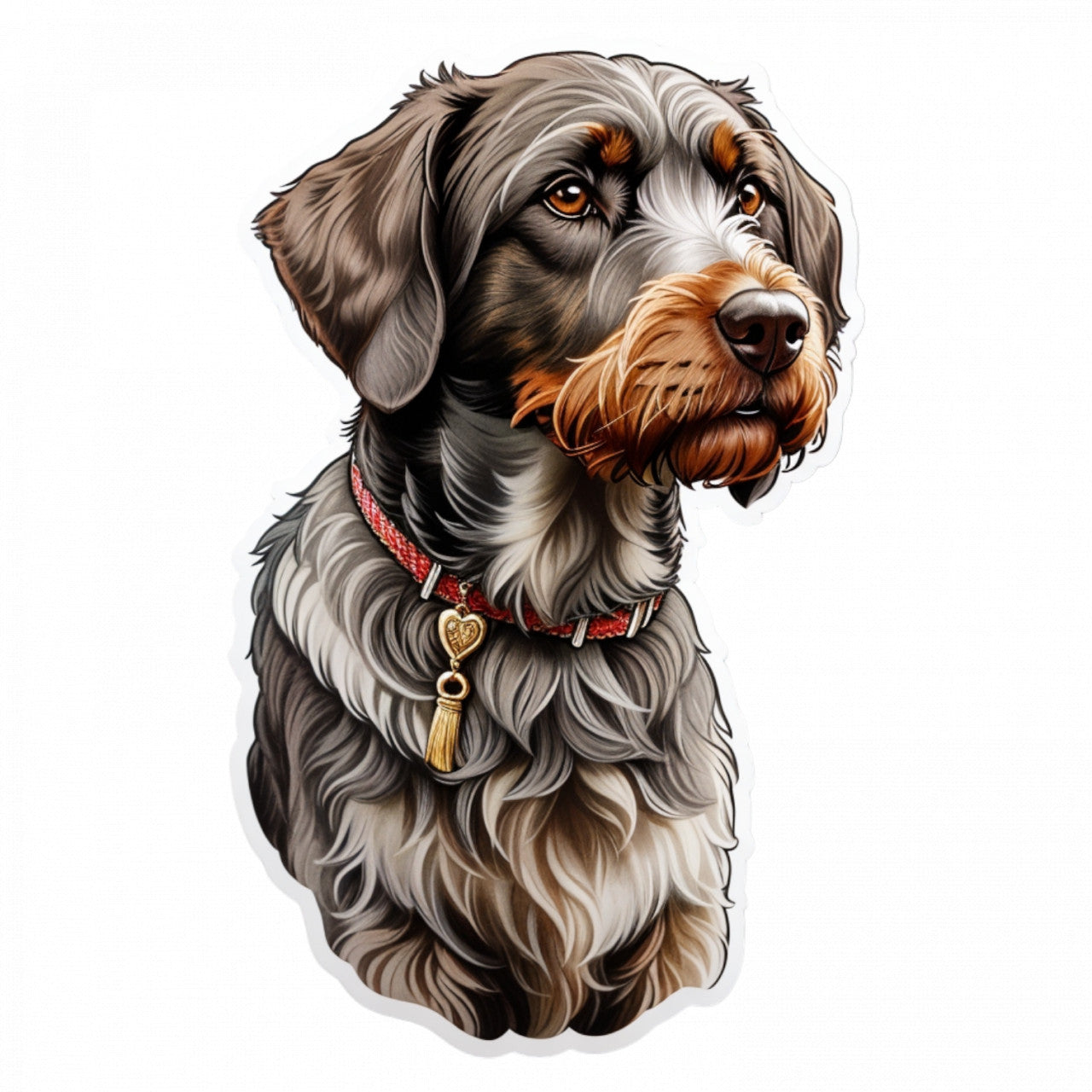 Set 12 bucati, Sticker decorativ, Brac german cu pas sarmos cu zgarda, Rezistent la apa, NO2971, 6 cm, Multicolor