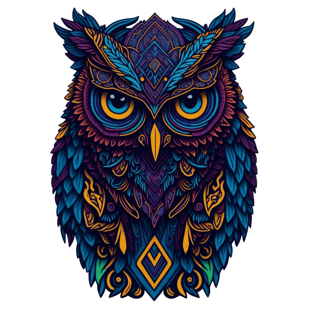 Set 12 bucati, Sticker decorativ, Bufnita Buf buf, Rezistent la apa, NO4257, 6 cm, Multicolor