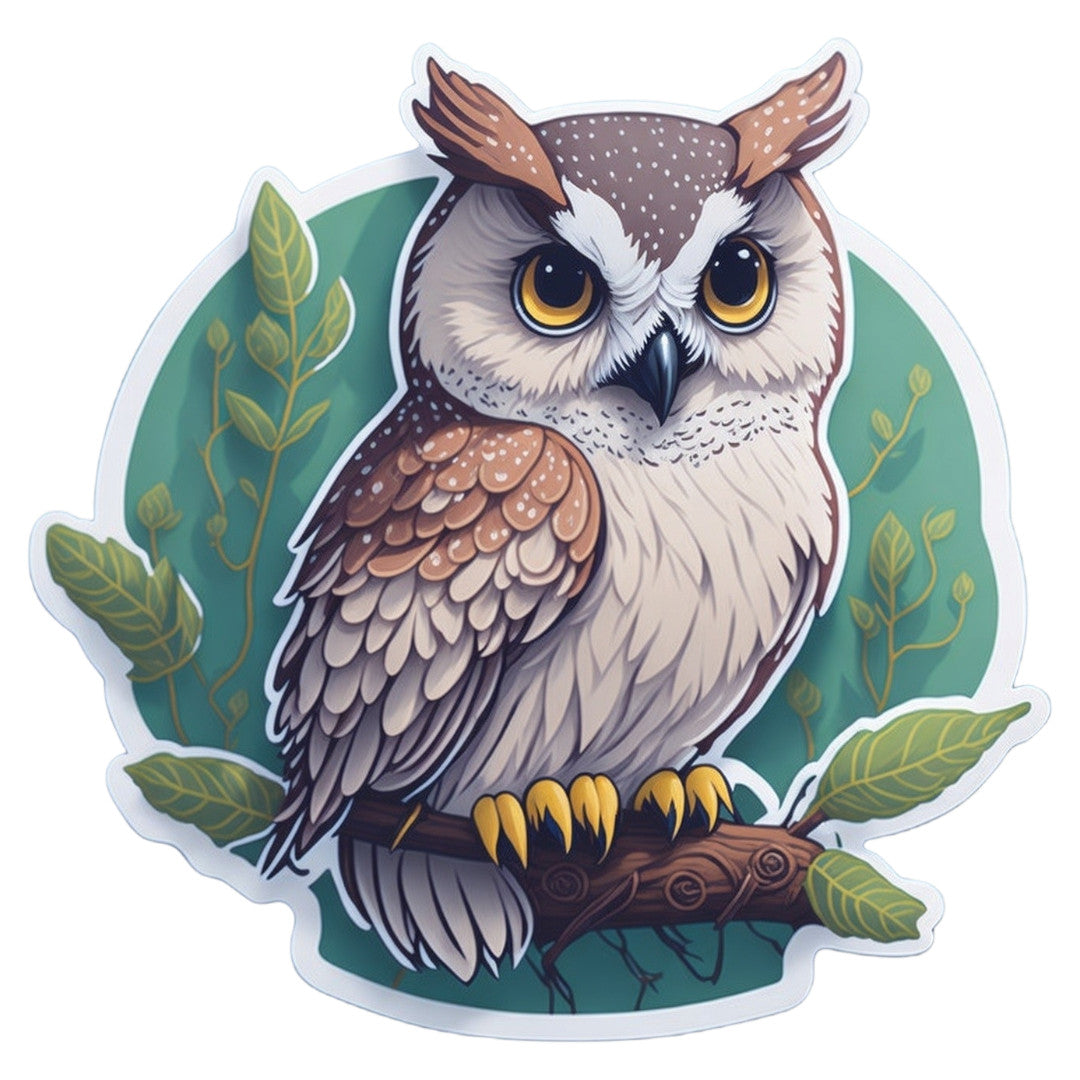 Set 12 bucati, Sticker decorativ, Bufnita in copac, Rezistent la apa, NO4164, 6 cm, Multicolor