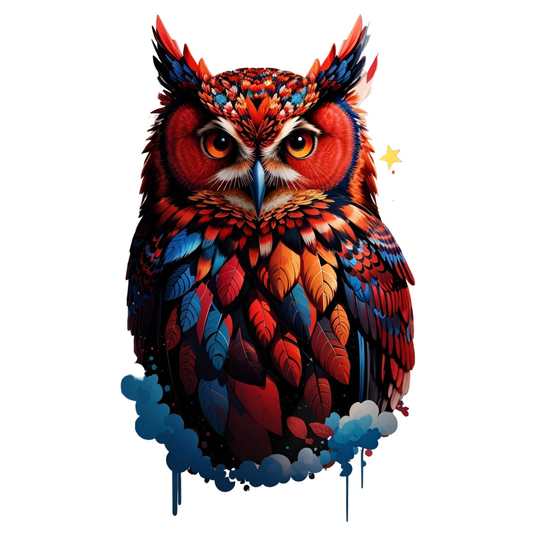 Set 12 bucati, Sticker decorativ, Bufnita stufoasa, Rezistent la apa, NO4186, 6 cm, Multicolor