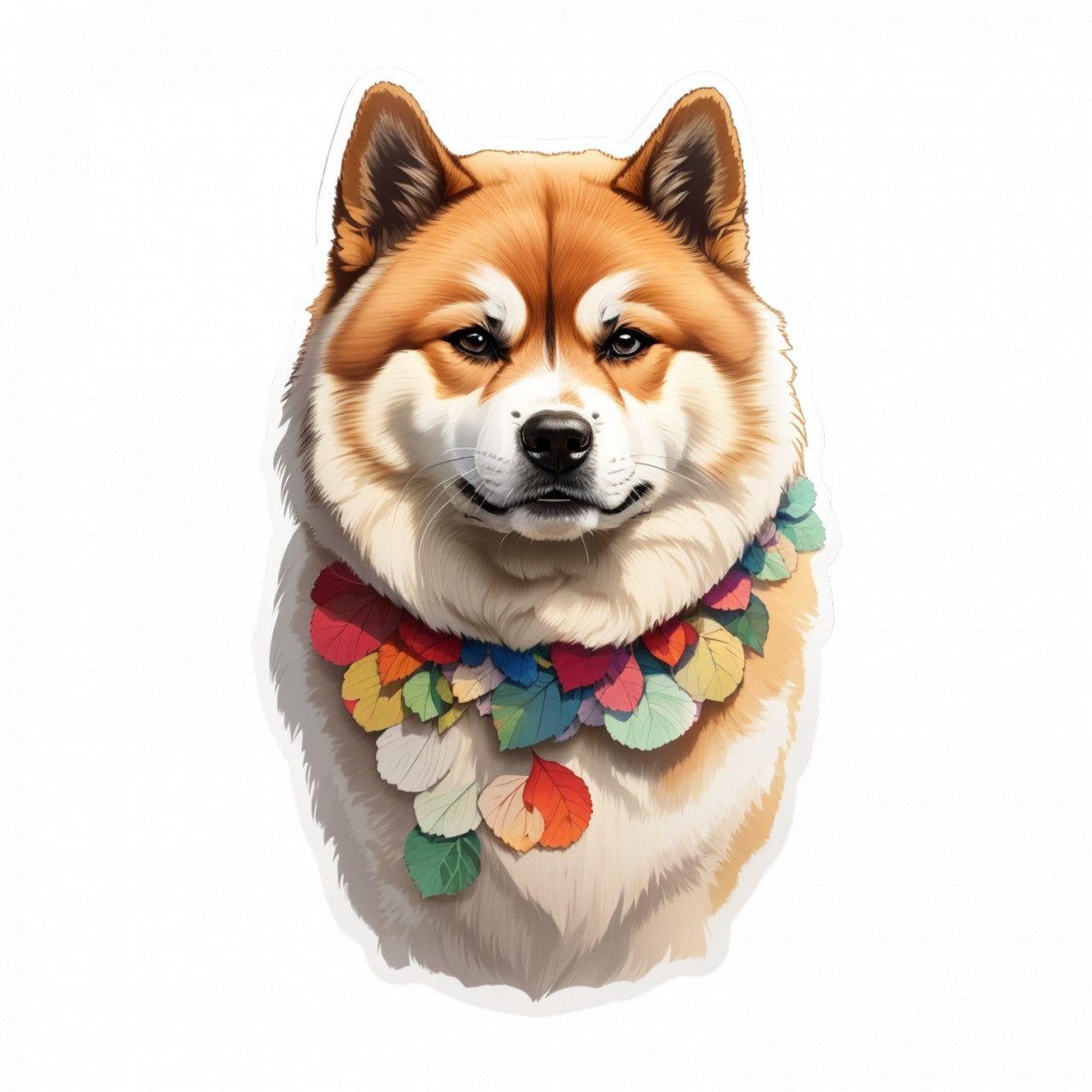 Set 12 bucati, Sticker decorativ, Caine Akita Inu cu salba, Rezistent la apa, NO2576, 6 cm, Multicolor