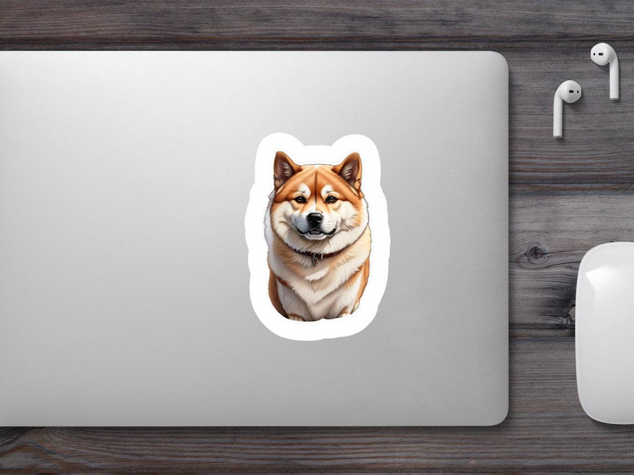 Set 12 bucati, Sticker decorativ, Caine Akita Inu cu zgarda, Rezistent la apa, NO2574, 6 cm, Multicolor