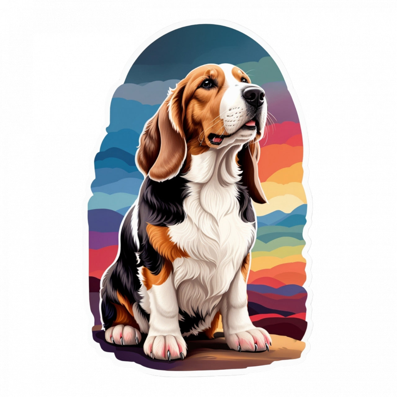 Set 12 bucati, Sticker decorativ, Caine bassett, Rezistent la apa, NO2427, 6 cm, Multicolor