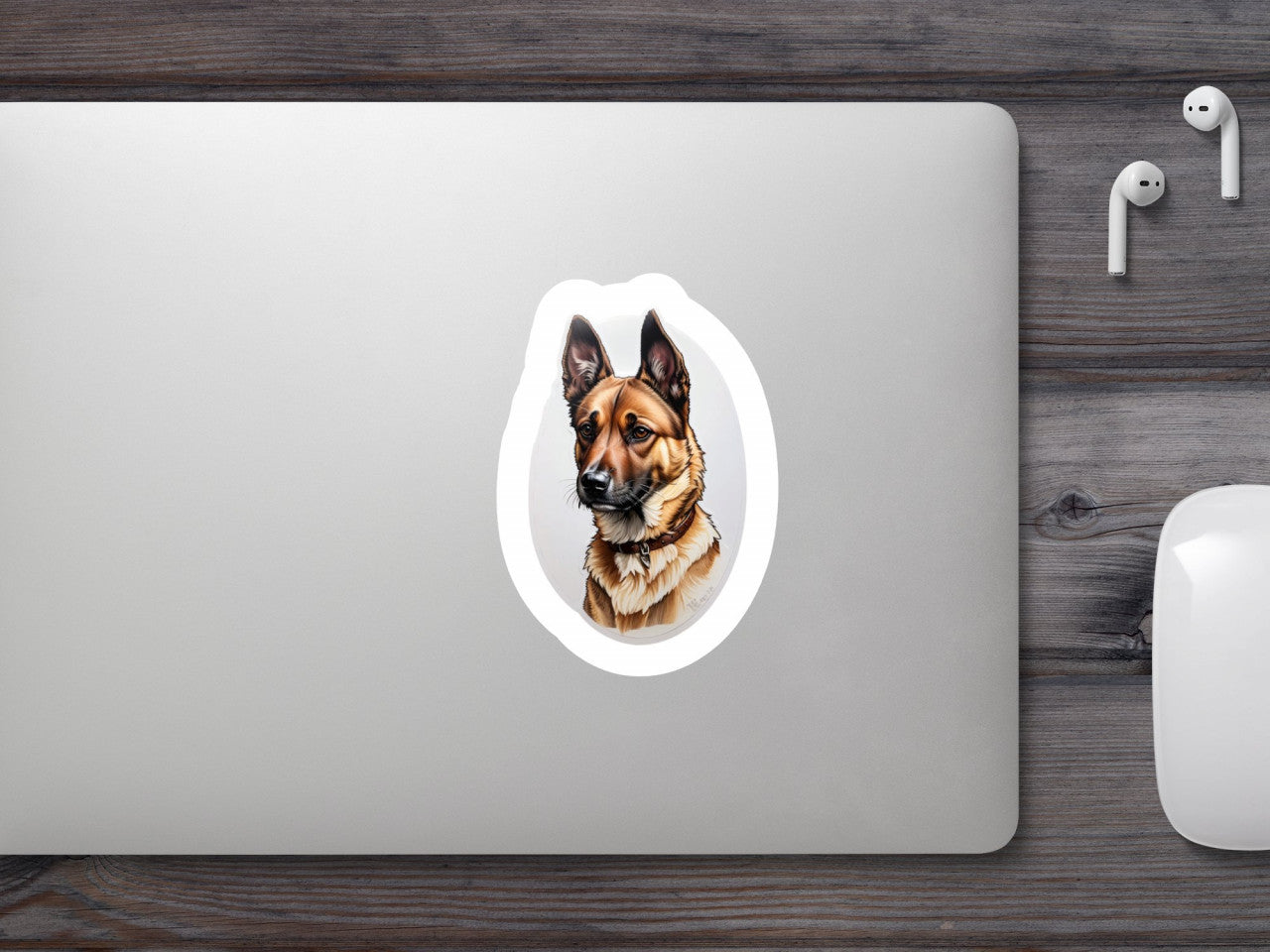 Set 12 bucati, Sticker decorativ, Caine Belgian Malinois cu zgarda, Rezistent la apa, NO2406, 6 cm, Multicolor