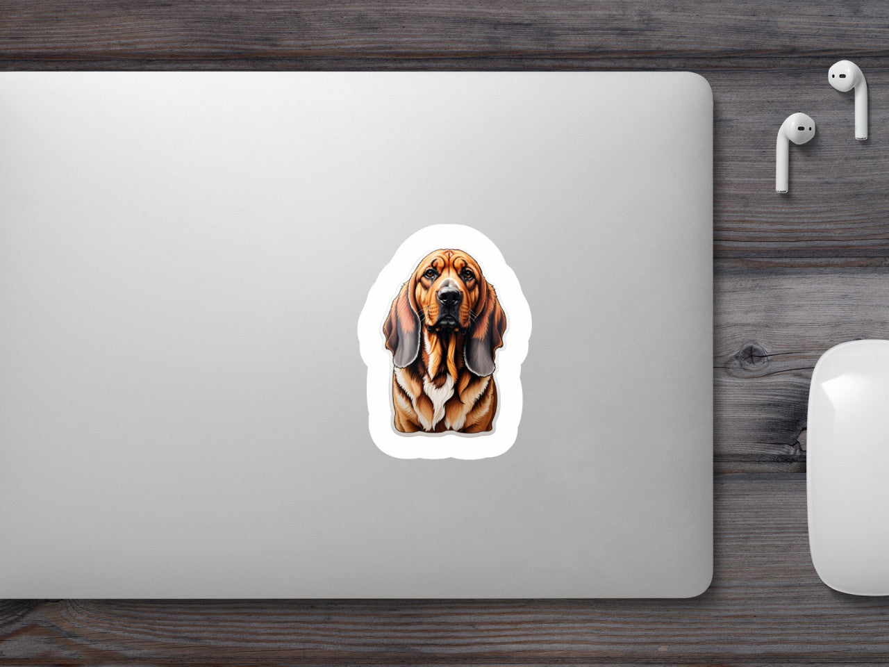 Set 12 bucati, Sticker decorativ, Caine Bloodhound bust, Rezistent la apa, NO2365, 6 cm, Multicolor