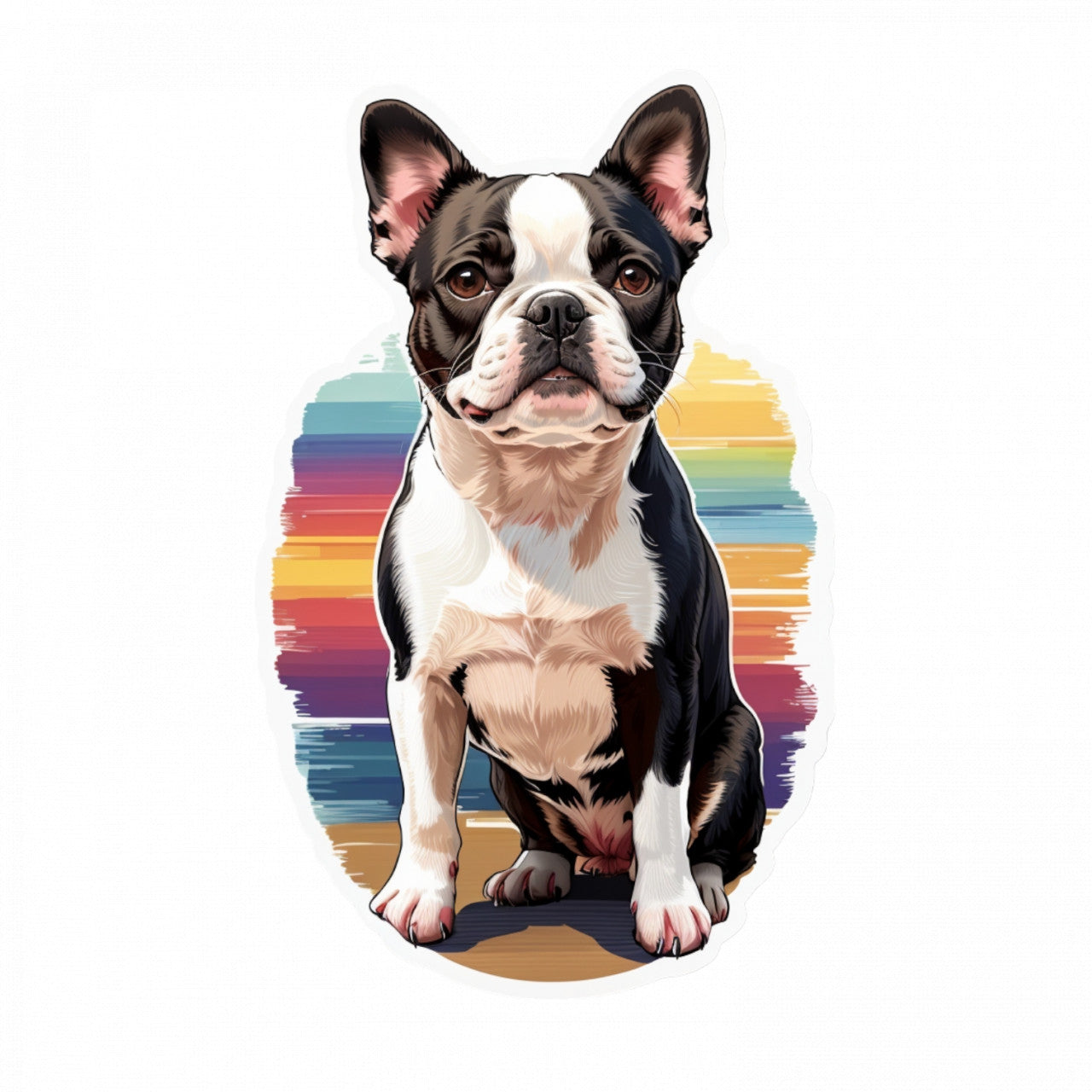 Set 12 bucati, Sticker decorativ, Caine Boston terrier, Rezistent la apa, NO2606, 6 cm, Multicolor