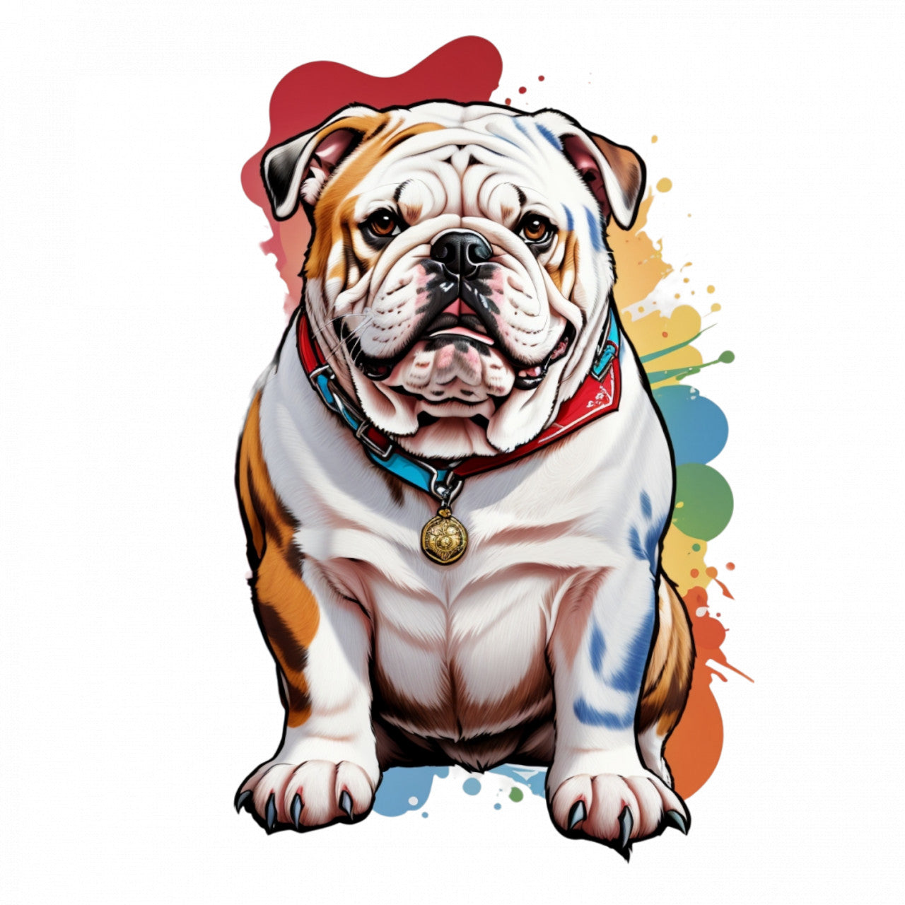 Set 12 bucati, Sticker decorativ, Caine Bulldog, Rezistent la apa, NO2640, 6 cm, Multicolor