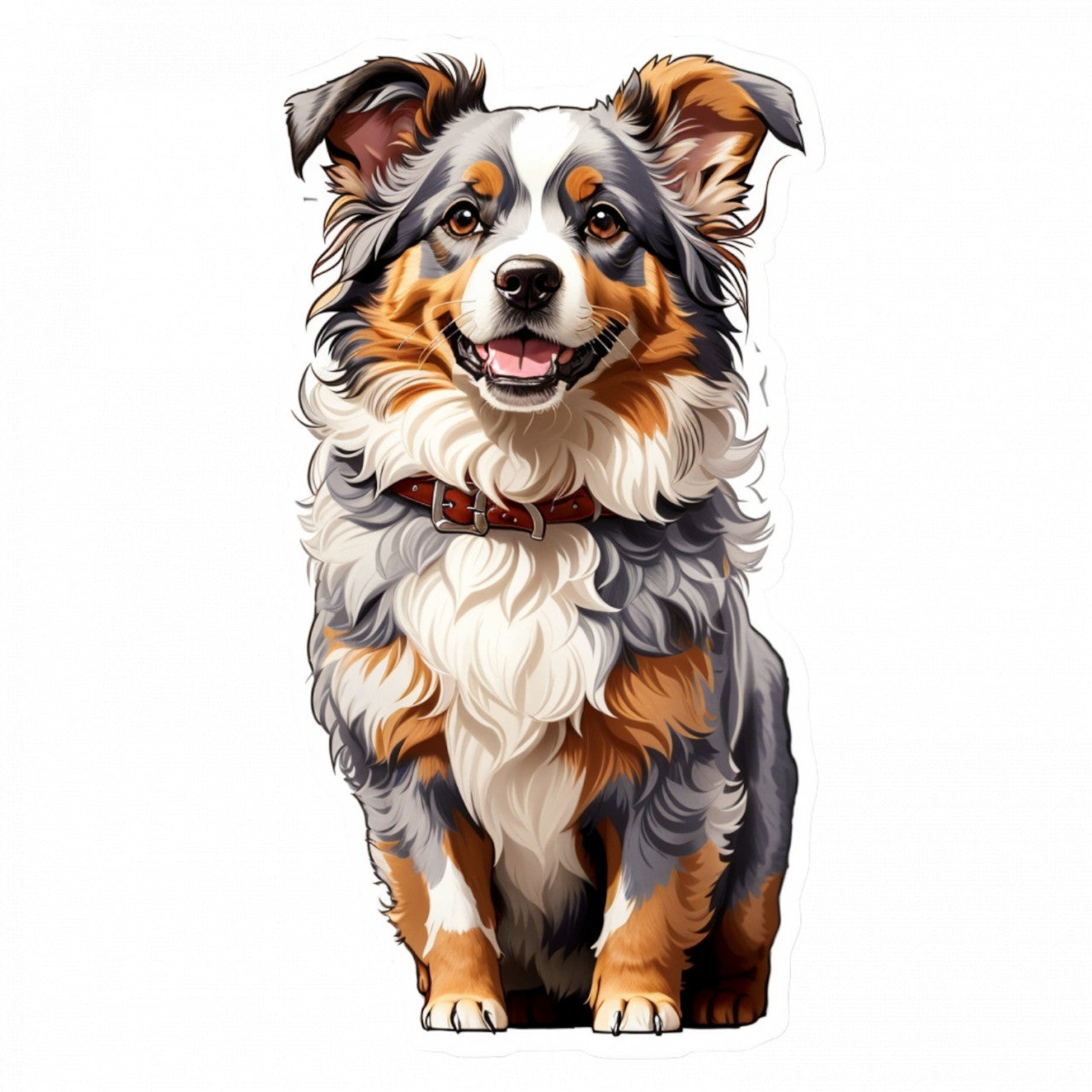 Set 12 bucati, Sticker decorativ, Caine ciobanesc american miniatural cu zgarda, Rezistent la apa, NO3250, 6 cm, Multicolor