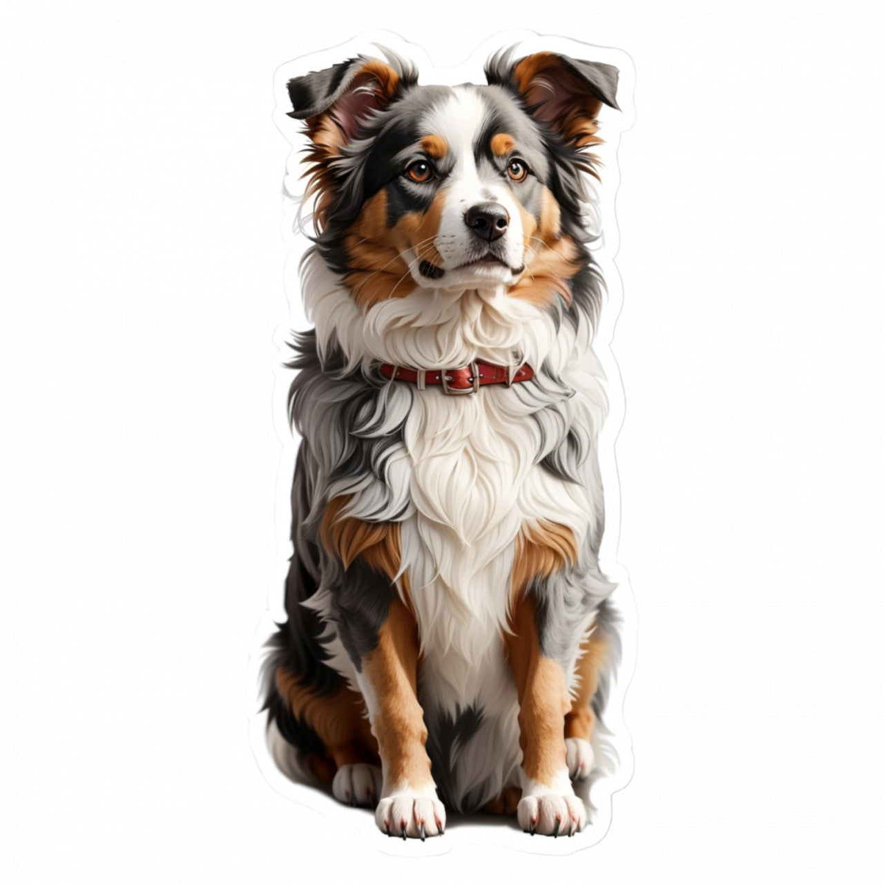 Set 12 bucati, Sticker decorativ, Caine ciobanesc american miniatural cu zgarda, Rezistent la apa, NO3252, 6 cm, Multicolor