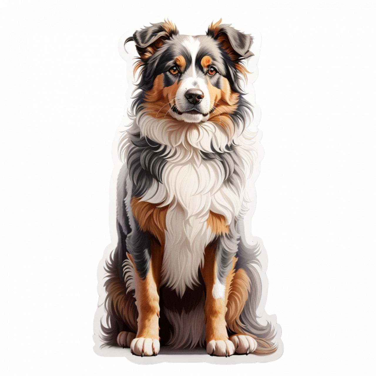 Set 12 bucati, Sticker decorativ, Caine ciobanesc american miniatural, Rezistent la apa, NO3251, 6 cm, Multicolor