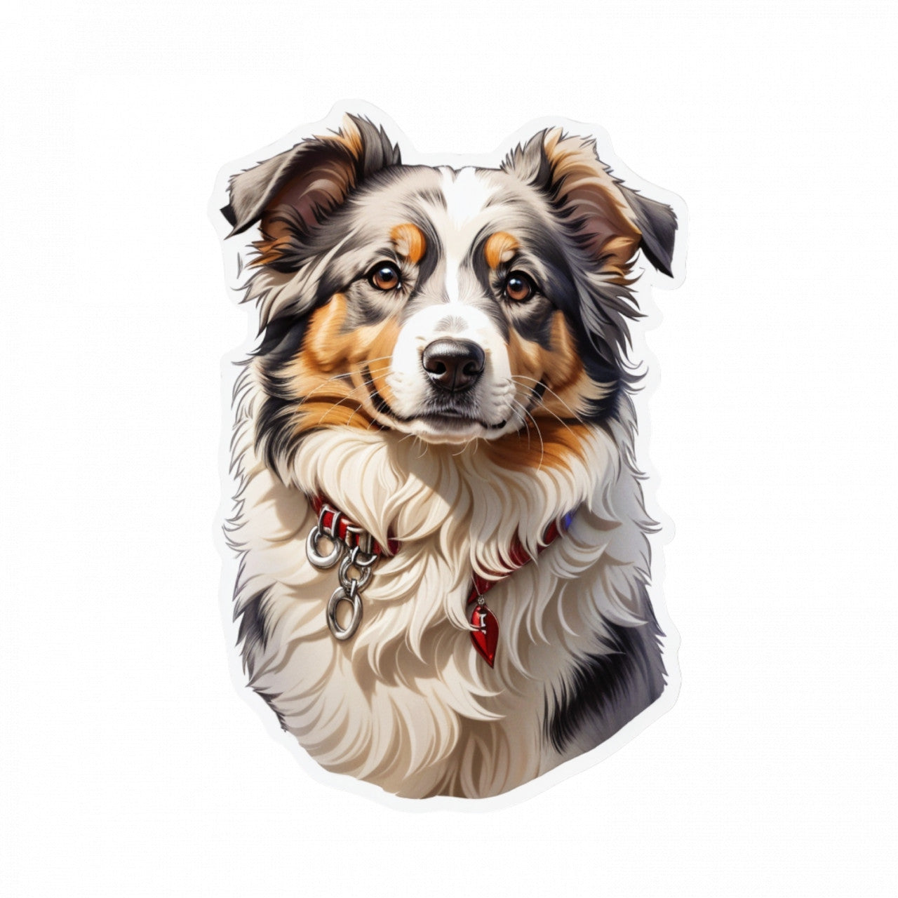 Set 12 bucati, Sticker decorativ, Caine ciobanesc australian Shepherd dog cu zgarda si medalion, Rezistent la apa, NO2459, 6 cm, Multicolor