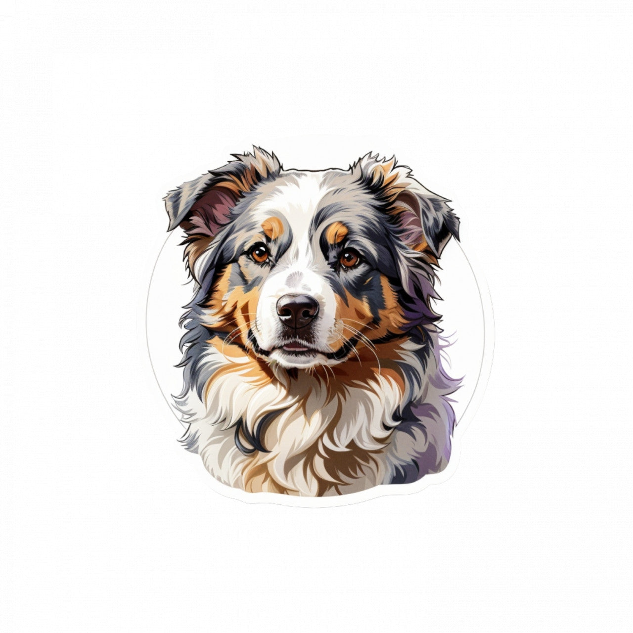 Set 12 bucati, Sticker decorativ, Caine ciobanesc australian Shepherd dog, Rezistent la apa, NO2464, 6 cm, Multicolor